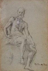 Seated Man Half Naked; at the Lower Right a Faint Study for His Head