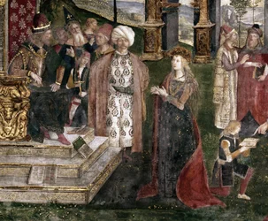 Detail (dispute of St. Catherine of Alexandria with the philosopher, in front of the Roman Emperor Maxentius)