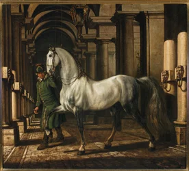 Stable Boy Leading a Horse