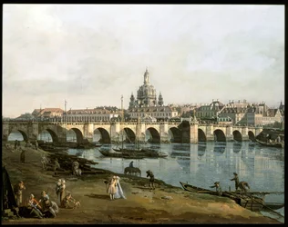 View of Dresden from the right side of the river Elbe, below Augustusbruecke