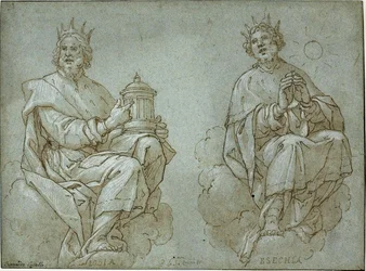 Two Seated Kings of Judah; Josiah and Hezekiah