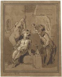 Three Putti by an Anvil