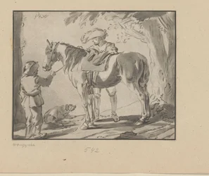 Two Men by a Horse
