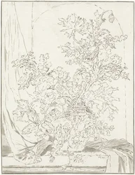 Vase with Flowers in Front of a Niche