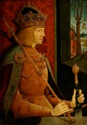 Emperor Maximilian I 1459-1519, with crown, sceptre, and sword