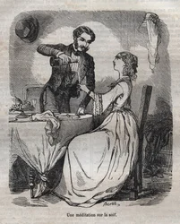 Meditation on thirst - engraving in 