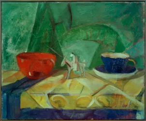 Still Life with Blue Cup and Red Bowl
