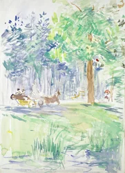Horse and Carriage on a Woodland Road