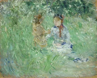 Woman and Child in a Meadow at Bougival, 1882