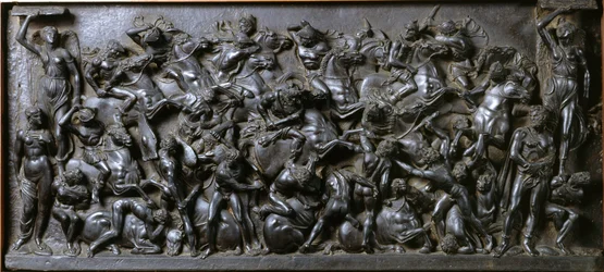 Battle between Romans and Barbarians - Battle of the Romans and Barbarians (Battle of the Horsemen). Bronze relief by Bertoldo di Giovanni (1420-1491)