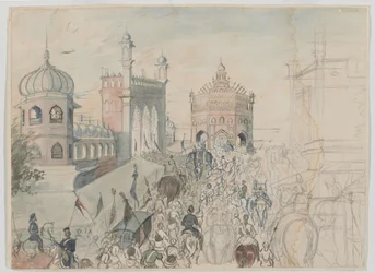 British troops in a Sikh town, probably Allahabad