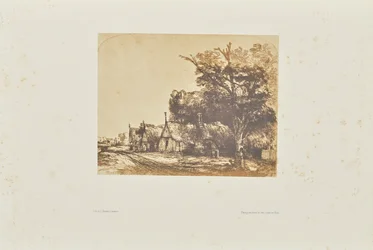 Landscape with Three Gabled Cottages Beside a Road