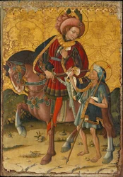 Saint Martin of Tours (The Merciful) Cutting His Cloak to Share with a Poor Man