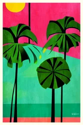 Pink Sky Tropical Palms
