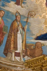 Apse, Pantocrator among Saints Marcellino, Imerio, Omobono, Peter Exorcist (detail of St. Imerio)