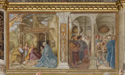 Central Aave, Fourth North Span, Adoration of the Shepherds, Circumcision (Boccaccio Boccaccino, 1516-17)