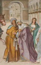 Central Nave, First North Span, Meeting of St. Joachim and St. Anna at the Porta Aurea (detail)