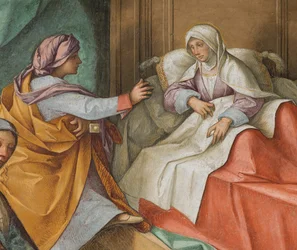 Central Nave, Second North Span, Birth of the Virgin, Boccaccio Boccaccino 1514-15, (detail)