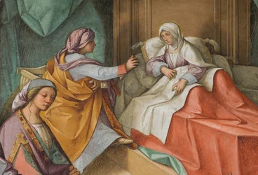 Central Nave, Second North Span, Birth of the Virgin, Boccaccio Boccaccino 1514-15, (detail)