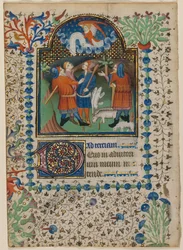 Leaf from a Book of Hours: Annunciation to the Shepherds recto, c. 1410-20
