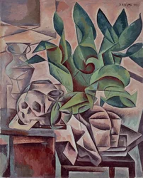 Still life showing skull