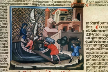 Loading Goods on to a Ship, from the manuscript 