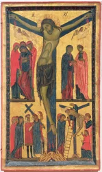 The Crucifixion with Holy Women, Mourners, Christ on the Road to Calvary and the Deposition, Right Panel of a Diptych