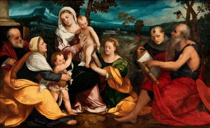 The Holy Family surrounded by Saints