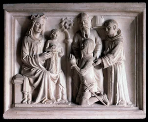 The Virgin presenting Jesus to three people
