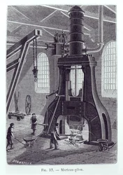 The Le Creusot Power Hammer, illustration for a book about industrial machines, c. 1880