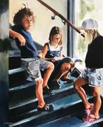 Children on Summer Stairs