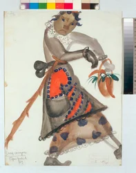 Costume for the opera “Snegurochka” (or The Snow Maiden, Spring Tale) by Nikolai Rimsky-Korsakov, watercolor by Boris Dmitrievich Grigoriev (1886-1939)