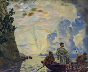 The Cossack leader Stepan (Stenka) Timofeyevich Razin (1630-1671) in a boat. He led an uprising against the nobility and the tsarist bureaucracy in southern Russia (Stepan Razin). (1878-1927)