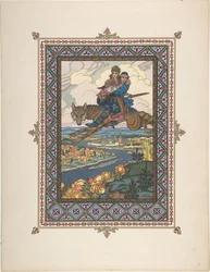 Illustration for the Fairy Tale of Ivan Tsarevich, the Firebird, and the Gray Wolf