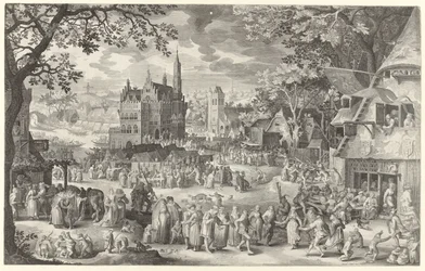 Peasant Fair in Front of the Weigh House on the Village Square from Die Boere Cermis