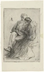 Young Woman Reading and Older Man