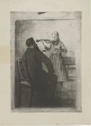 Girl Playing Violin and a Man