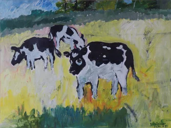 Young Bullocks in a Meadow