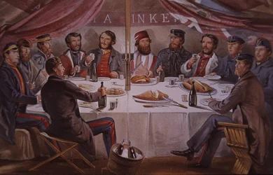 Christmas dinner during the Crimean War, British and allied officers before Sebastopol