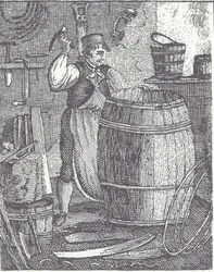 Cooper Making Barrel