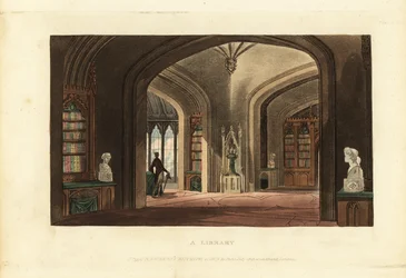 Design for a Gothic-style Library, Regency Era