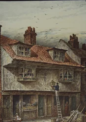 Houses on Saffron Hill, London, between Holborn and Clerkenwell, c.1883