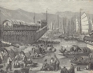 Vessels in busy port, Shanghai, China