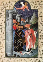 The Duke Jean de Berry and his Administrator. Miniature by Jean Limbourg for 