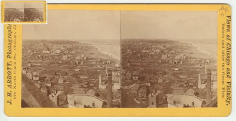 Stereograph of View North from the Water Tower After the Chicago Fire of 1871, 1871