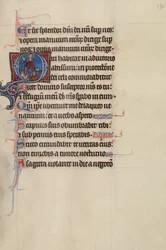 Initial O: Christ Enthroned with a Dragon and a Lion at His Feet