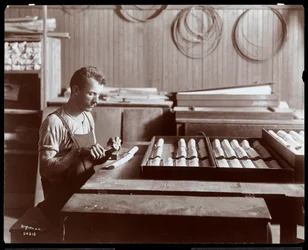 Man Working in the Hardman, Peck and Co. Piano Factory, New York, 1907