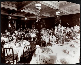 Tables set for the Electric Club