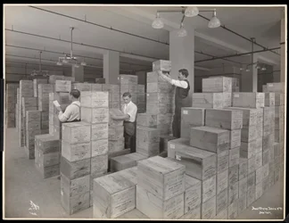 View of Men in the Shipping Room at Parke, Davis and Co., Chemists, Hudson and Vestry Streets, New York