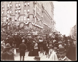 View of the Crowds Near the Waldorf Astoria Hotel at 34th Street During the Dewey Parade on Fifth Avenue, New York, 1899